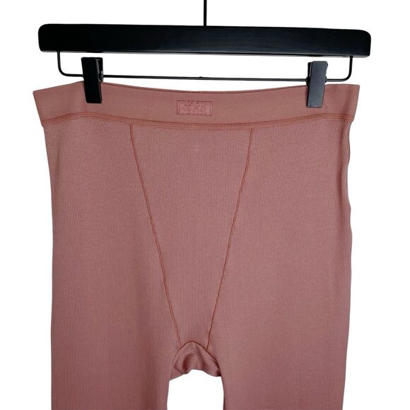 SKIMS Cotton Rib Legging L Stretch Redwood High Waist Pull On Ankle Lounge Pants - Picture 4 of 9